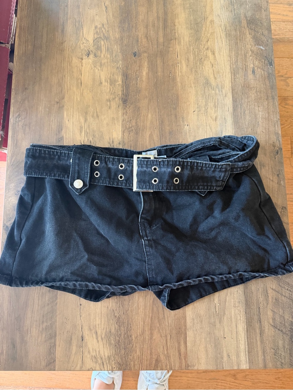 Princess Polly Black Denim Mini Skort